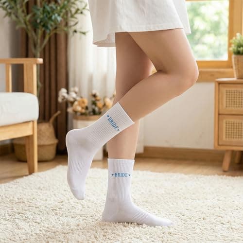 Yuomeaz White Bride Socks for Women, Soft Cotton Wedding Socks for Bride, Bridal Sock for Bridal Gift, Wedding, Engagement Essentials — view 3