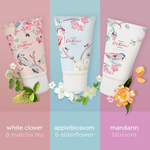 Cath Kidston Hand Cream 3x 30ml, Shea Butter, 3 Fragrances, Hand Care Moisturiser, Pocket and Travel Size, Vegan and Cruelty Friendly, Beauty Gift For Her, Blossom Birds Collection — view 5