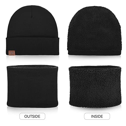 OZERO Men's 3 Piece Winter Hat Scarf and Gloves Set for Work and Dog Walks — view 4