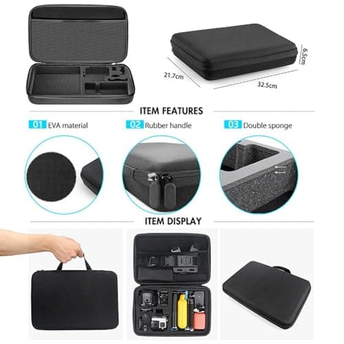 Reflex Camera Extended 59 in 1 Action Camera Accessories Kit compatible with GoPro Hero 13 & 9-12, DJI Osmo Action 2, 3, 4, Pro 5, Insta360 Ace Pro/Ace Pro 2 Akaso & other Sports Cameras Durable Case — view 2