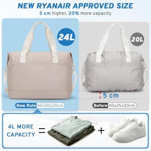 VSNOON New Ryanair Cabin Bags 40x30x20, 24L Hand Luggage Carry on Bag Khaki — view 3