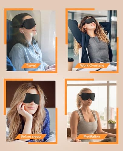 Heated Eye Mask, Warm Eye Compress, 3 Heat Levels Cordless Heated Eye Mask for Men Women, 1000mAh Rechargeable Battery, Detachable Design and Washable (Black) — view 4