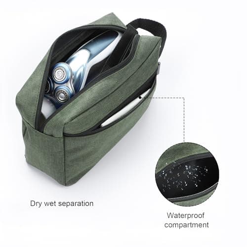 Toiletry Bag for Men, Etercycle Portable Travel Wash Bag, Waterproof Toiletries Cosmetic Organizer Bag, Gym Shaving Shower Bathroom Bag, Dopp Kit Make Up Bag with Handle (Green) — view 4