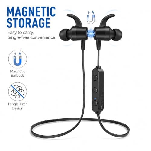 UXD Bluetooth Magnetic Neckband Earphones, 20H Playtime, Clear Call Mic, HiFi Sound, Liquid Silicone In-Ear Headphones with Volume Control for Running, Work & Travel — view 4