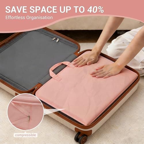 Kono 6-in-1 Compression Packing Cube Expandable Suitcase Organiser (Pink) — view 6