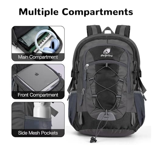 Outplea 25L Hiking Backpack for Men Women, Lightweight Outdoor Rucksack for Trekking Climbing Sports, Casual Daypack for Travel School Work, Black — view 5