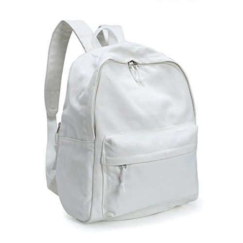 Zicac Unisex White Canvas Backpack DIY 15.6" Laptop Large Casual Rucksack