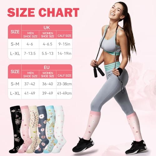 Compression Socks for Women & Men 6 Pairs 20-30 mmHg Travel Flight Socks — view 2