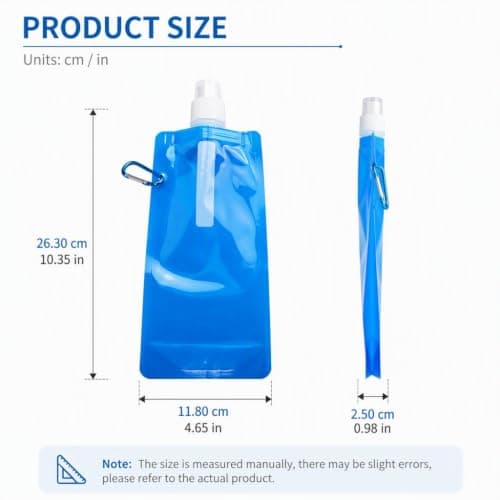 Meralo 12 Pack Collapsible Water Bottles 500ml with Carabiner Clip — view 2