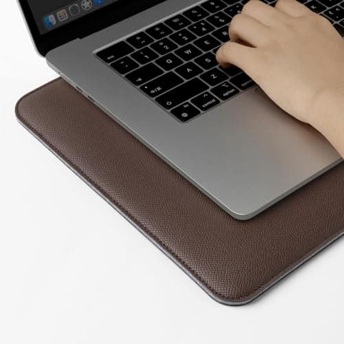 Comfyable Laptop Sleeve 14 Inch Precisely Compatible with MacBook Pro 14-inch M5 2026 A3426 A3427 M4 M3 M2 M1 Pro/Max 2025-2021, Faux Leather Cover Case, 14 in, Coffee — view 5