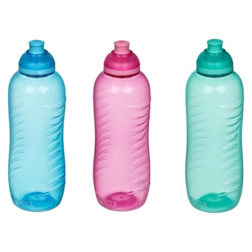 Gold Aquila Squeeze Twist 'N' Sip Water Bottle 460ml Leakproof Kids Water Bottle Assorted Colours BPA Free Plastic Bottles for Sports, Gym, School, Home Pack of 1.