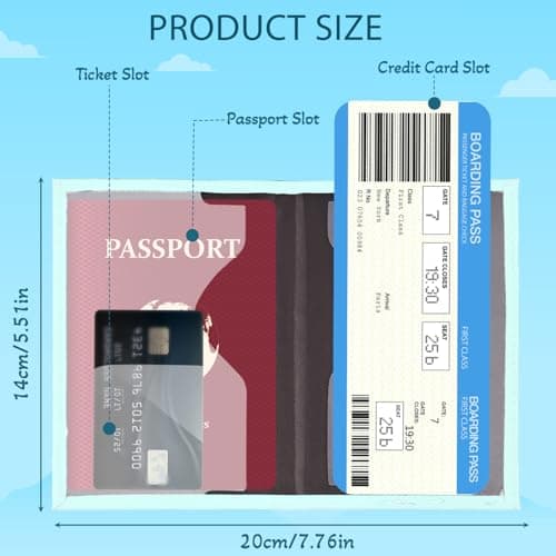 REEKNOKOL Passport Holder, Leather Passport Cover PU Passport Holder Travel Wallet for Passport, Credit Card, Ticket Card, Business Cards, Boarding Passes (Green) — view 2