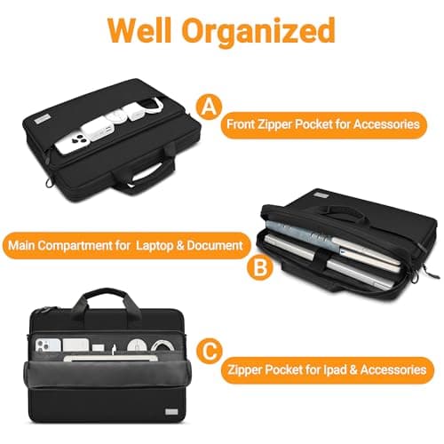 ZYB Expandable Waterproof Laptop Bag 17 17.3 Inch,Laptop Case 17 Inch-Black — view 6