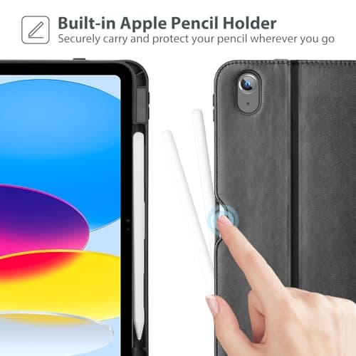 ProCase Leather Case for iPad A16 11th Gen 2025/10th Gen 2022 -Black — view 4