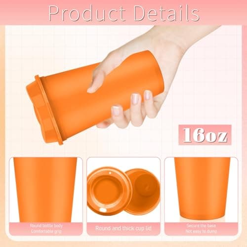 24 Pack 470ml Reusable Plastic Coffee Cups with Lids, 12 Colours, Leakproof — view 3