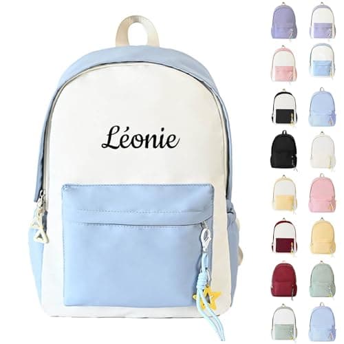Personalised Backpack Kids Personalised Gifts with Custom Name Embroidery Lightweight Padded Straps Rucksack Bag School Travel Bag for Holiday,students, Camping & Back To School （Light Blue, One Size — view 3