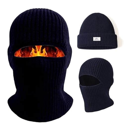 Mayoii Dual-Use Thermal Balaclava, Multifunctional Ski Mask, Elastic Balaclavas for Men, Warm Windproof Mens Beanie Hat, Winter Hat for Outdoor Sports (UK, Alpha, One Size, Navy)