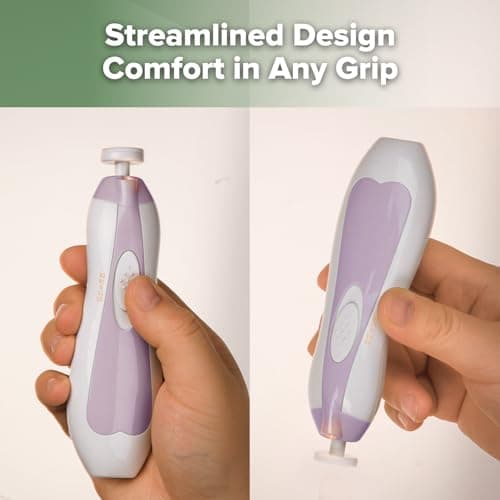 haakaa Baby Nail Trimmer Electric Baby Nail File Kit with LED Light, Baby Nail Clippers for Newborn/Infants/Adults Toenails and Fingernails, 6 Replacement Heads & Storage Case, Lavender — view 5