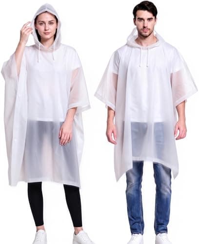 JITIFAZH Rain Poncho for Adults, 2‑Pack Reusable Waterproof Cape with Hood