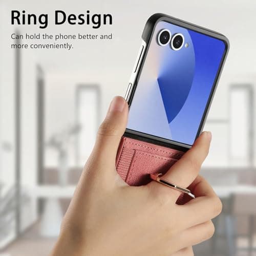 Knoowcase for Samsung Galaxy Z Flip 7 Phone Case Wallet Shockproof Bumper with Ring Holder Card Slots PU Leather Case Anit-Fall Anti-Drop Kickstand Back Cover for Samsung Z Flip 7 Case,Pink — view 5