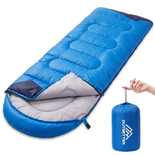 Sleeping Bags for Adults 3 Season Backpacking Lightweight Waterproof Cold Weather Sleeping Bag for Kids Warm Camping Hiking Outdoor Travel Hunting with Compression Bags Sky Blue