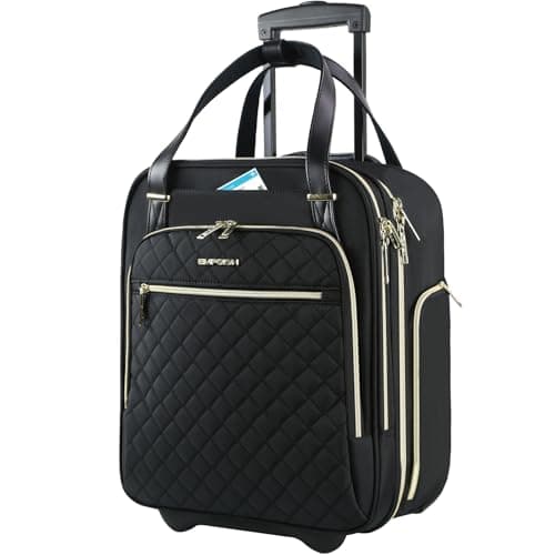 EMPSIGN 16" Underseat Cabin Bag with Wheels, Black-Gold Zipper