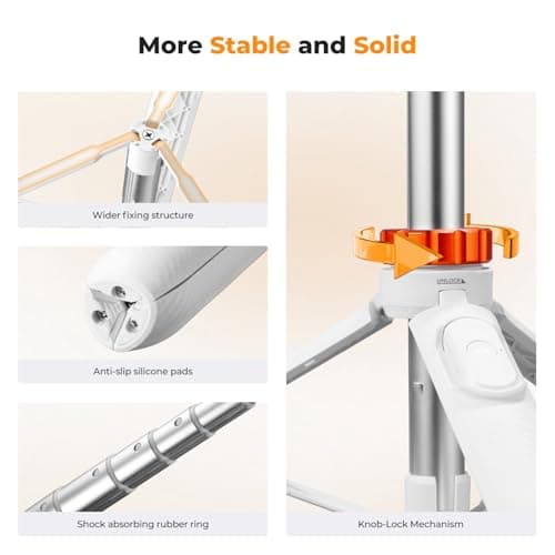 K&F CONCEPT Selfie Stick, 62"/158cm White Phone Tripod — view 6