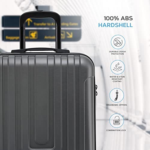 Flight Knight Premium Hard Shell Lightweight Cabin Suitcase - 8 Spinner Wheels - Built-in TSA Lock & USB Port - Luggage Approved for Over 100 Airlines Including Ryanir (Priority) - 55x40x20cm — view 4