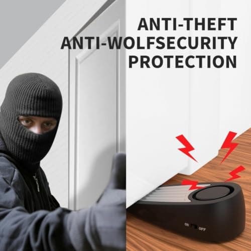 Door Stop Alarm 130dB Loud Security Device Vibration Sensor Anti-Theft Wedge for Hotel Travel Home Apartment Dorm Safety Non-Slip Base(Black) — view 6