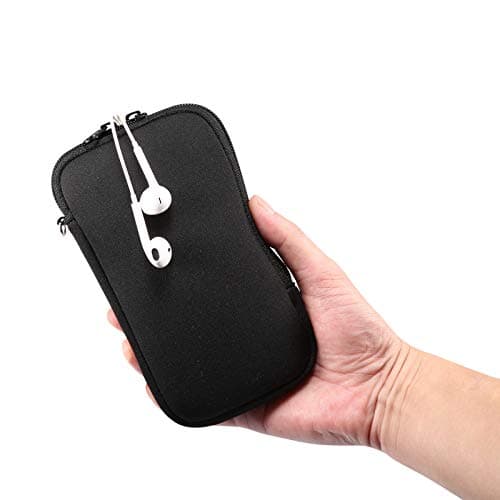 Neoprene Mobile Phone Sleeve Mesh Pocket Lanyard Case for iPhone Air,iPhone 17 16 Pro, 11 XR XS Max Samsung Galaxy S25+ 24+ S23 FE S20 FE A15 A25 A35 A55 Google Pixel 10 Pro 9, 9a 6 (L, Black) — view 5