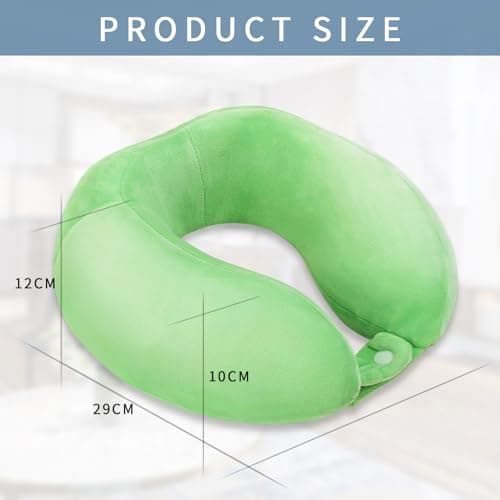FEUFOAM Neck Travel Pillow for Travel Soft Memory Foam Pillows Lightweight Breathable Airplane Pillow Support Head and Chin Perfect for Camping Train Car Office Rest Green — view 5