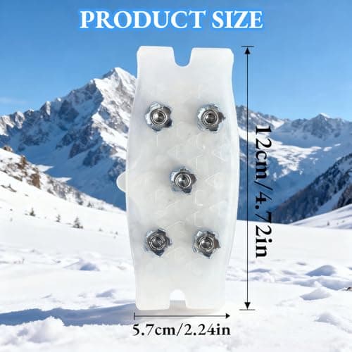 2Pcs Anti Slip Crampons, Outdoor Anti Slip Shoe and Boots Ice Cleats with 5 Stainless Steel Spikes Winter Outdoor Anti-Slip Crampon for Walking, Fishing, Climbing and Hiking White — view 5