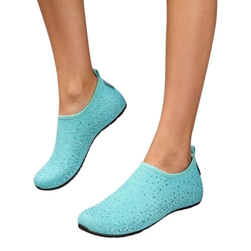 Womens Barefoot Water Shoes, Travel House Slippers for Indoor and Outdoor Aqua Socks for Beach, Swim, Surf, Yoga, Dancing, Camping Must Haves (Sky Blue,4.5) — view 5