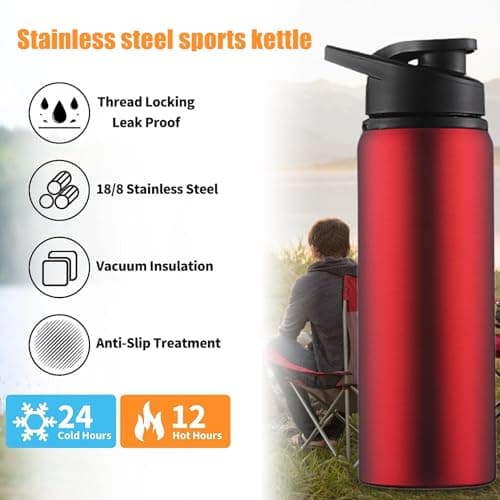 ulafbwur Water Jug 700ML Water Bottle Large Capacity Food Grade Good Sealing Stainless Steel Sports Fitness Drinking Bottle Travel Supply Water Beverage Jug — view 6