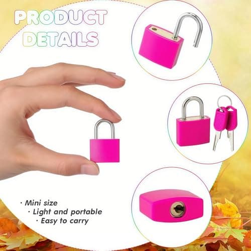 Suitcase Locks 3 Pack with Key, Suitcase Padlock Mini Metal Travel Luggage Lock with Keys for Backpack, Gym Lockers, Bags & Holiday Cases (Rose Red, Orange, Blue) — view 2
