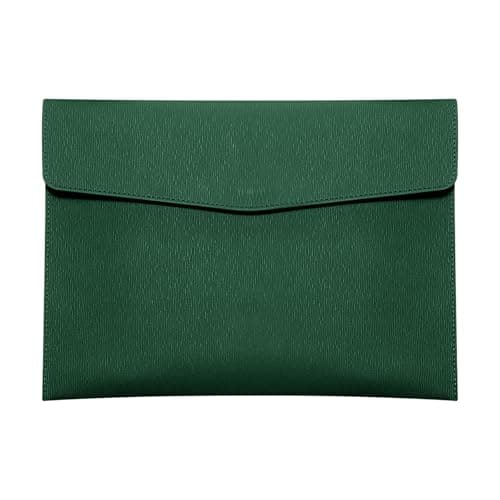 Skyzone A4 Document Folder Wallet, PU Leather Travel Document Holder Organizer, Waterproof File Folder with Snap Closure, Multifunctional File Envelope Portfolio Storage Case (Green)