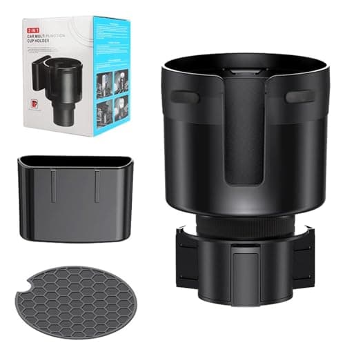 Car Cup Holder Expander, Universal Cup Holder Adapter with Expandable Insert for Large Bottles and Mugs, Fits 0.4–1.2 L Containers, 3.2–4.1 in Diameter