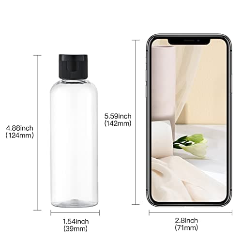 Toureal 100ml Travel Bottles for Toiletries - Empty Small Plastic Shampoo Bottles for Liquid - Refillable Containers for Travelling - Mini Size Dispenser with Flip Cap Conditioner Airport Clear 5 pcs — view 6