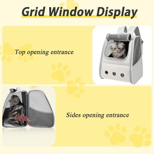 Tomtary Breathable Cat Carrier Backpack Pet Carrier for Small Dogs Multi-entrance Front Pack for Kitten Puppy Rucksack Carrying Airline Approved for Travel Hiking Camping Use Up to 16 Lbs — view 4