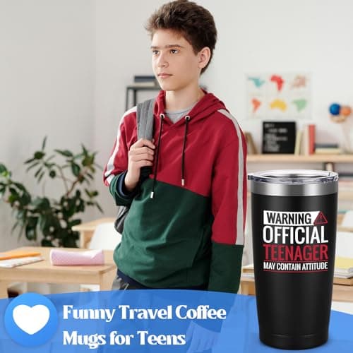 Livole 13th Birthday Gifts for Boys, Son, 20oz Insulated Travel Mug, Black — view 4
