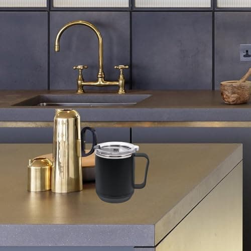 Veemoon Stainless Steel Coffee Mug 460Ml with Lid and Spoon, Leak-Proof Sealing Travel Cup with Removable Heating Base, Black Inner Layer, Suitable for Camping and Daily Use — view 3