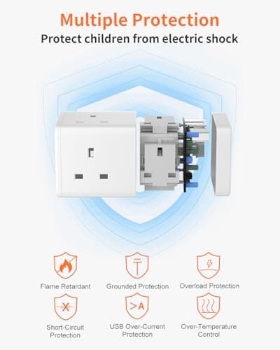 Cube Extension Lead with USB C Slots, 3 Way Power Extension — view 6