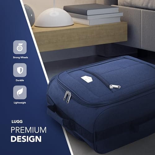 LUGG Cabin Size Lightweight Luggage - Durable 600D Polyester Snowflake Push Up Trolley - Solid Wheels - Easyjet, Ryanair, British Airways - Airway Locker (56x45x25cm) — view 3