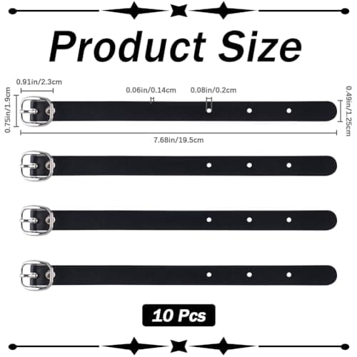 GORGECRAFT 10Pcs Leather Luggage Labels Strap Adjustable Black Luggage Tag Loops Replacement Belts with Metal Buckle Watch Band Straps for Suitcase Briefcase Travel Secure Storage Hanging Accessories — view 2