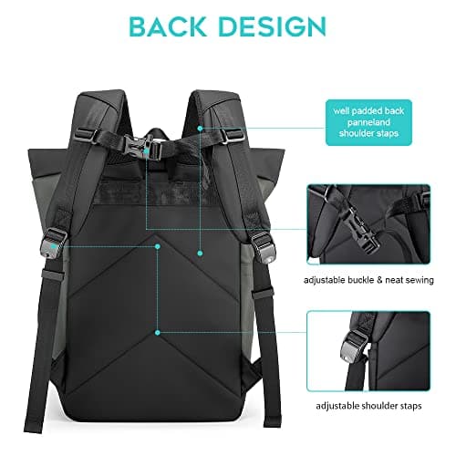 BanGe carry on Backpack fit 15.6 Inch Laptop Backpack Waterproof for Men and Women travel Backpack Cabin Size for Airplanes (green), 44x30x28 CM — view 5