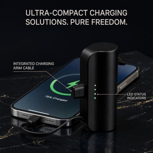 Nano Power Bank, Mini Portable Charger with Built-In USB C 5000mAh Battery Pack Fast Charging Pocket Size compatible for iPhone, for Samsung Galaxy, for Earbuds and for other devices — view 4
