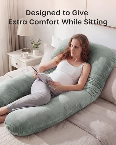 Nuliie Pregnancy Pillow for Sleeping, U Shaped (Green) — view 3