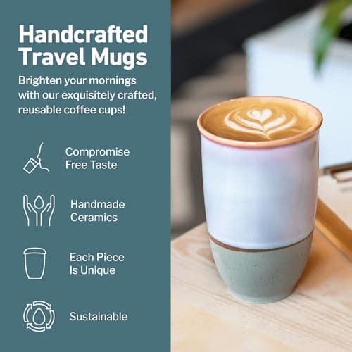 NOVA CERAMICS Travel Mug – Portable Coffee Tumbler – Unique to Go Mug – Microwave & Dishwasher Safe Purple Coffee Tumbler - Gifts for Women Men Him Her – 355ml – Horizon — view 2