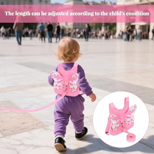 Toddler Leash Harness,Reins for Toddlers Girls,3-in-1 Backpack Leash for Toddlers,Butterfly Wings Design Toddler Reins for Walking 1-3 Years,Adjustable Safety Child Reins for Walking,1-6 Years (Pink) — view 5