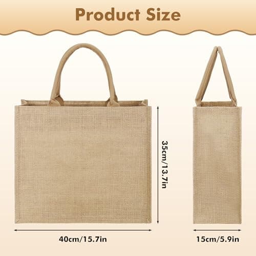 2 Pack Jute Bags, Large Jute Burlap Tote Bag, Jute Beach Bag 40×35×15cm — view 4
